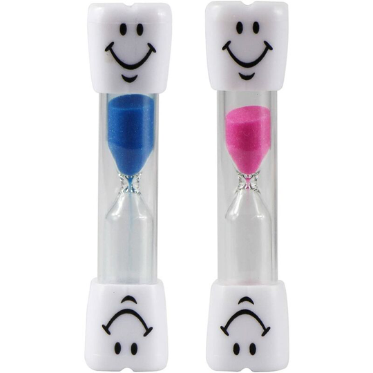 2 pcs Approx 3 Minute Colorful Hourglass with Smiling Face; Children's Hourglass Sand Clock; Hourglass Toy for Kids (Pink and Blue)