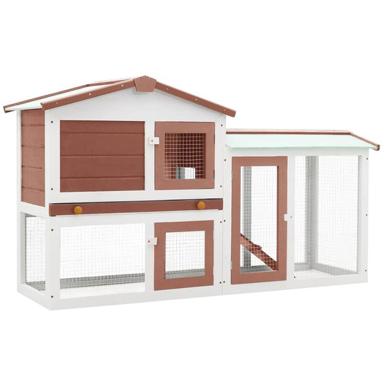 Vidaxl - Outdoor Large Rabbit Hutch Brown and White 145x45x85 cm Wood Brown