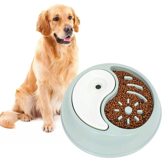 Slow Feeding Bowl for Dogs, Slow Feeding Bowl for Food and Water, Anti Glutton Bowl for Dog Cat, Promotes Healthy Eating and Slow Digestion (Blue)
