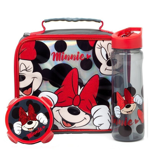 Polka Dot Lunch Bag Set (Pack of 3) (One Size) (Red/Grey) - Red/Grey - Minnie Mouse