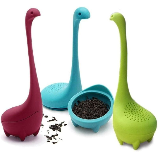 Trayosin 3 pieces tea filter, tea infuser made of silicone with long handle and strainer for loose tea leaves, herbs, etc., food-grade silicone, long