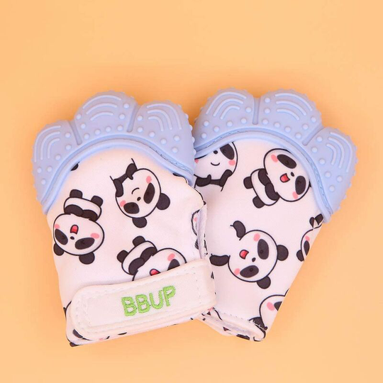 2 Pack Food Grade Silicone Teething Mitt, Baby Teether Mitt, Baby Teether Toys (Blue,100*70*25mm)