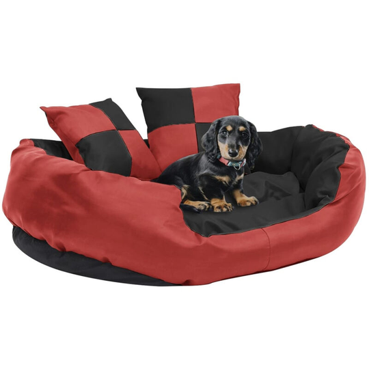 Reversible & Washable Dog Cushion Red and Black 85x70x20 cm