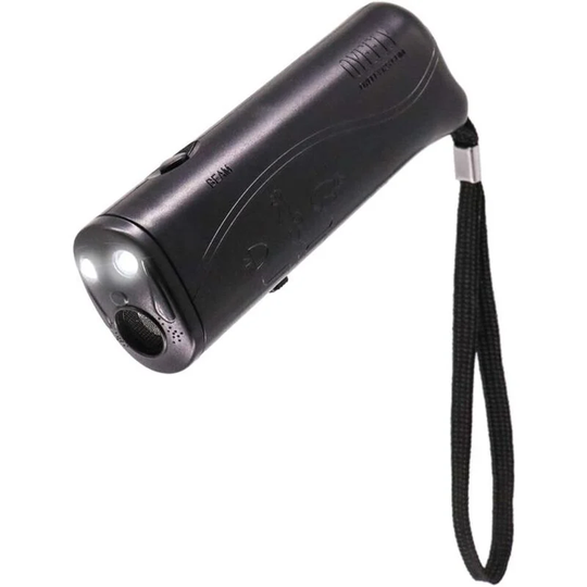 Deckon - 3 in 1 Handheld Ultrasonic Anti Bark Dog Ultrasonic led Bark Stop Portable Bark Control and Bark Control Teaching (Black)