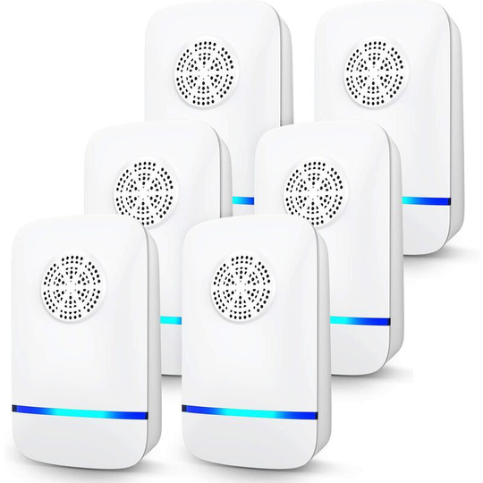 Perle Rare - 6 Pack Ultrasonic Pest Repeller Indoor Electronic Pest Control Plug for Mosquitoes Mice Roaches Spiders Insects