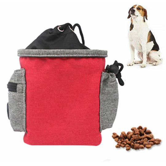 Dog Treat Pouch, Dog Treat Bag for Training Small to Large Dogs, Easily Carries Pet Toys, Kibble, Treats, Built-in Poop Bag Dispenser, red