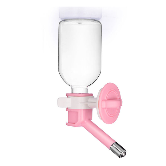 MUFF Pet Wall Mounted Drinker - Non Wet Hair Roller Drinking Water Bottle pink