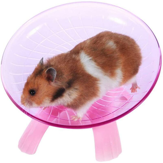 Hamster Flying Saucer Silent Rolling Wheel Fits Small Hamster Hedgehogs, Pink
