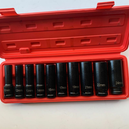 FVO - 10 Piece 1/2 Inch Impact Nut Set Impact Socket Set 12.5mm (1/2') Impact Socket Set 10-24mm Impact Socket Set Impact Socket Set for Loosening