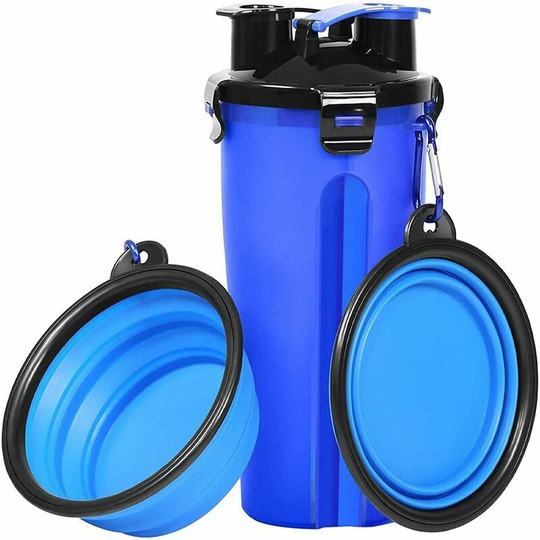 Monly - in 1 Dog Water Bottle and Food Bottle with 2 Collapsible Bowls, Multifunctional Dog Water Bottle for Camping, Walking, Hiking, Training, On