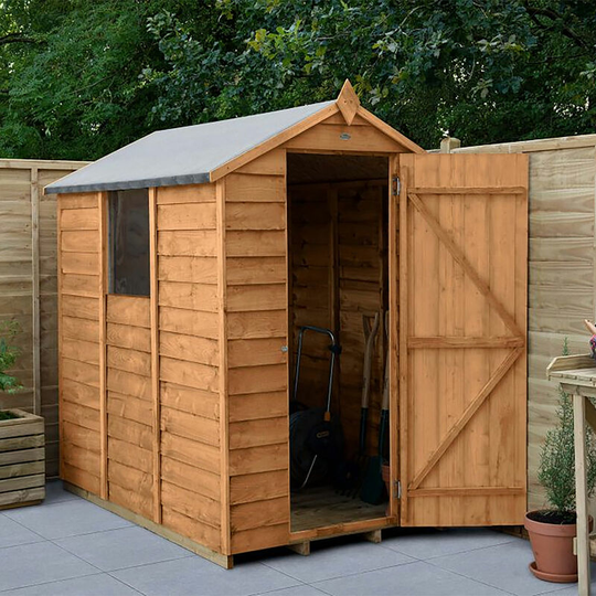 6ft x 4ft Wooden Overlap Dip-Treated Garden Shed - Waterproof Apex Roof Outdoor Storage