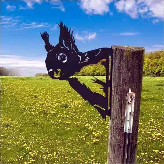 Animal Shaped Metal Art - Watching Cow, Yard Decor, Yard, Farm, Yard, Patio, Lawn, Fence (#15 mouse), about 30cm at the longest side