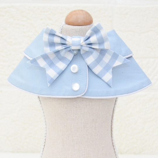 Inset Bow Small Collar - Blue l Size Pet Collar Cat Bandana Dog Scarf Scarf Adjustable Cat Collar Cat Scarf Pet Shawl Cape Dog Holiday Cape Pet