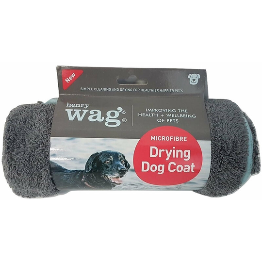 Henry Wag - Dog Drying Coat (80cm) (Grey/Blue) - Grey/Blue