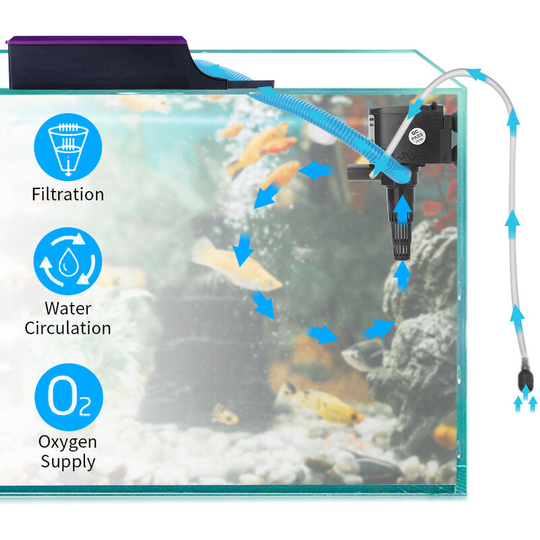 Aquarium Filter Aquarium Internal Filter 3-in-1 Submersible Multifunctional Water Pump for Fish Tanks, Oxygenation, Water Cycle