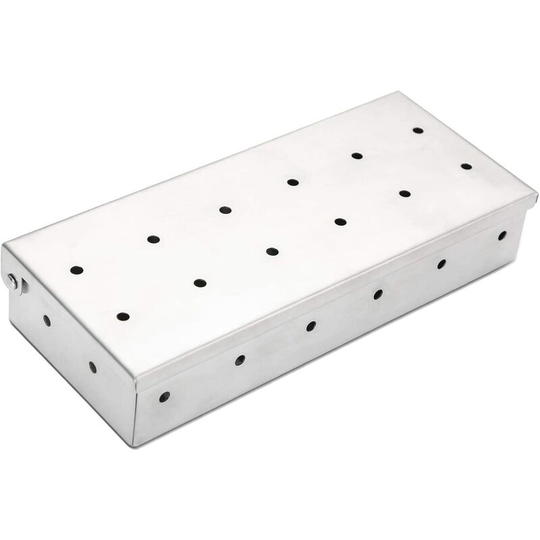 Ulikey Smoker bbq Box Stainless Steel Smoker Box bbq Grill Smoker Box Gas Grill Accessory, Charcoal Grill (Silver)
