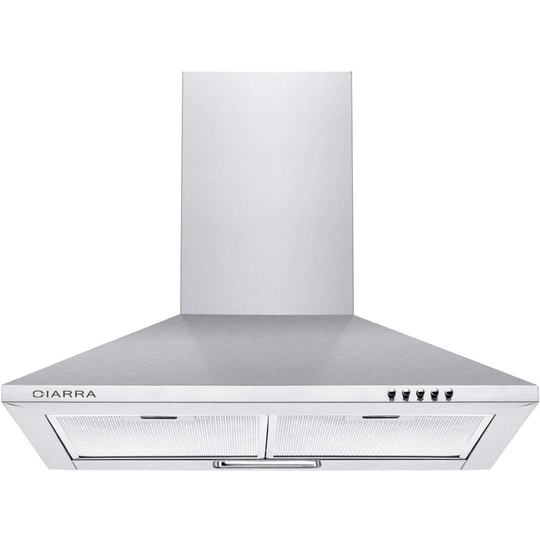 CIARRA CBCS6201 Cooker Hoods 60cm Stainless Steel Chimney Range Hood 600mm Recirculating Duct Kitchen Ventilation Extractor Fan,Grease Aluminum Filter