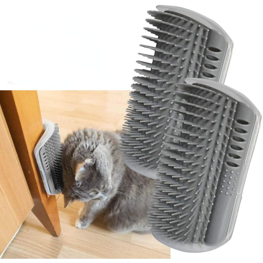 2 Pack Softer Cat Corner Self Groomer with Catnip Wall Corner Massage Comb Corner Scratcher Pet Grooming Brush Comb Grooming Wall Brush Self Massage