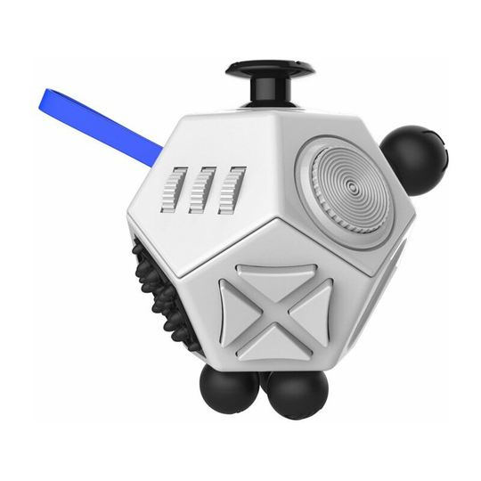 12-Sided Fidget Cube Toy, Stress Relief Cube with Sensory Fingers to Relieve Stress and Anxiety in Children and Adults with Autism (Silver)