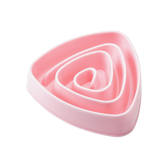 Triangle Dog Slow Food Training Bowl Puppy Kitten Food Feeding Pet Avoid Choking Feeder Dog Bowl Pink