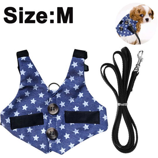 Rabbit Vest Harness and Leash Set Adjustable Formal Suit Style for Bunny Kitten Small Animal Walking, star dress, m