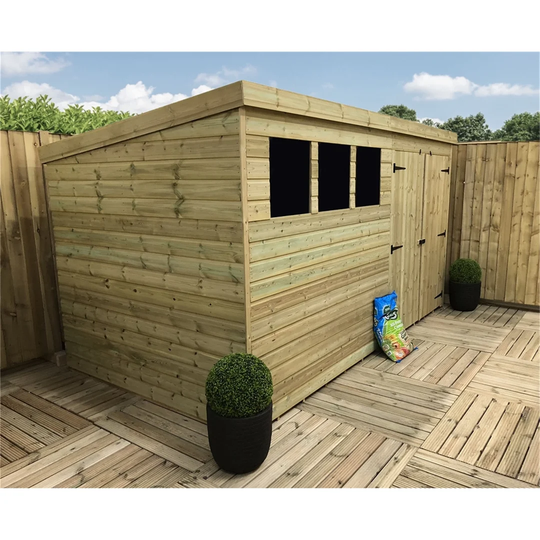 Shetter 14 ft. W x 4 ft. D Solid Wood Garden Shed