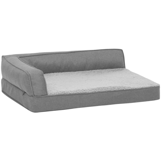 Ergonomic Dog Bed Mattress 75x53 cm Linen Look Fleece Grey Vidaxl Grey