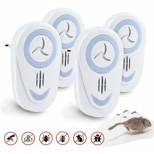 Naxunnn - Ultrasonic Repellent, 4 Pack Ultrasonic Mosquito Repeller, Insect Rodent Repeller, Electronic Indoor Mosquito Repeller for Mice Rats