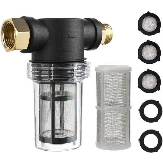 Garden Hose Filter for Pressure Washer Water Inlet, Sediment Inline Filter, 40 Mesh Screen, Extra 100 Mesh