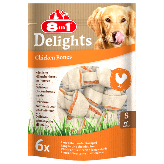 8in1 Delights Chew Bones - Chicken - S (6 Bones)