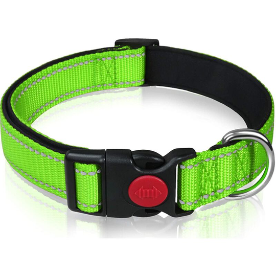 Betterlifegb - Dog necklace, Classic reflective reflective nylon necklace with soft padded breathable mesh for medium dogs, s, green