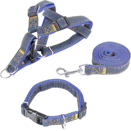 Pet Leash, Cowboy Chest Harness, Dog Traction Collar, Dog Leash, Pet Supplies (Blue, m)
