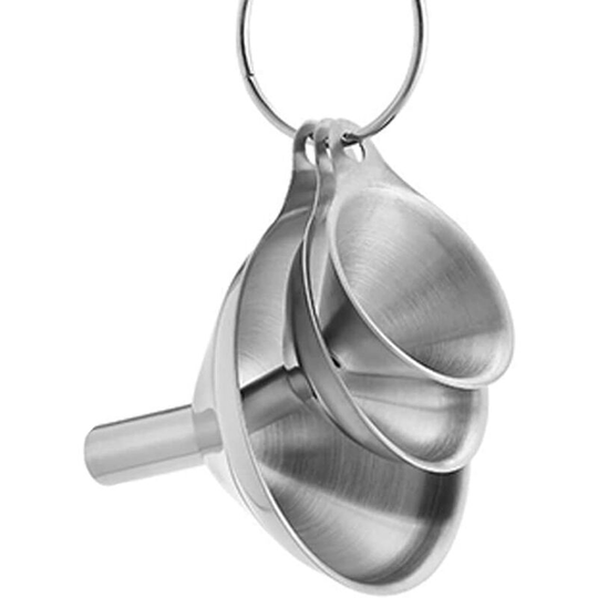 3 Pack Stainless Steel Kitchen Funnels, Small Metal Funnels (1.7'/2'/3.1') Food Grade Kitchen Funnels No Spill for Essential Oil, Spices, Flask,
