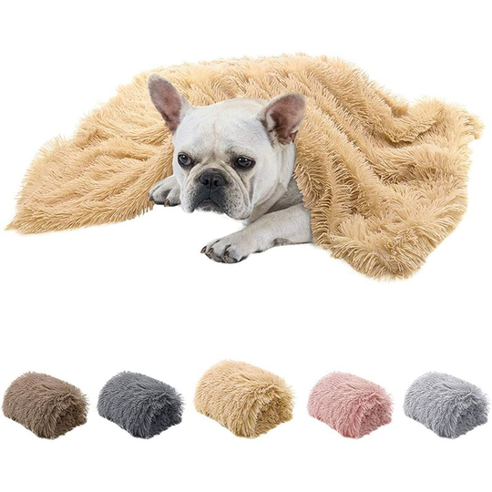 Fluffy Dog Blanket, Warm Faux Fur Sleep Pet Blankets for Dogs Cats, Reversible Double Layer Washable Throw Cover for Dog Bed, Couch, Sofa, Car