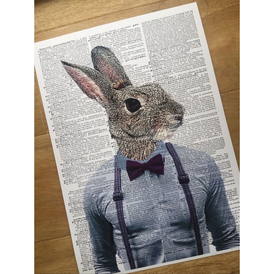 A3 Hare Dictionary Print - Rabbit Wall Art - Animal Print