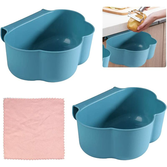 2PCS Hanging Kitchen Waste Bin Kitchen Trash Can Cupboard Door Container Bin Cloud Shaped Waste Collection Tray Wall-Mounted Garbage Bin with...