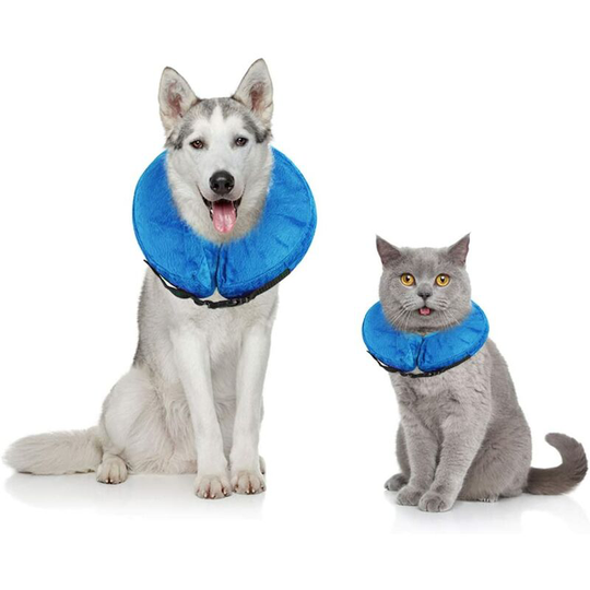 Inflatable Recovery Collar with Buckle for Dogs and Cats, Adjustable Protective Collar Comfortable Healing Cone for Dog(blue)