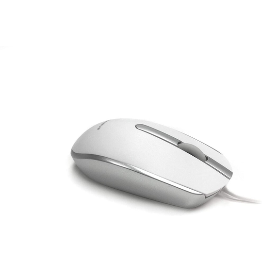Accuratus M100 Mac - USB Wired Full Size Slim Apple Mac Mouse with Silver and Matt White Tactile Case, MOU-M100-MACWHSL