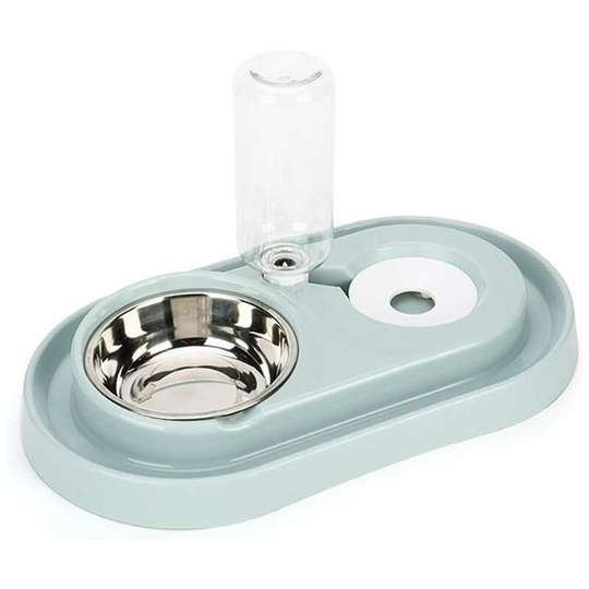 Double Dog Cat Bowls Water and Food Bowl Set,Detachable Stainless Steel Bowl Automatic Water Dispenser Bottle Pet Feeder for Small or Medium Size