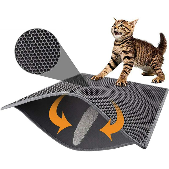 Cat Litter Mat Cat Litter Tray, Waterproof Non-Toxic eva, Double Honeycomb Design (76*55cm, Gray)