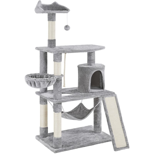 63.5'H Cat Tree, Deluxe Multi Level Cat Tower, Light Gray - light gray - Yaheetech
