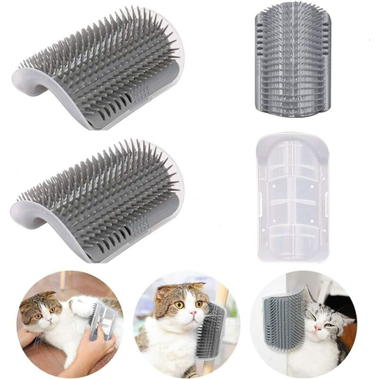 Cat Self Groomer Brushes with Catnip,Wall Corner Groomers Soft Grooming Brush Scratcher and Brush for Short Long Fur Cats, Softer Massage Toy for