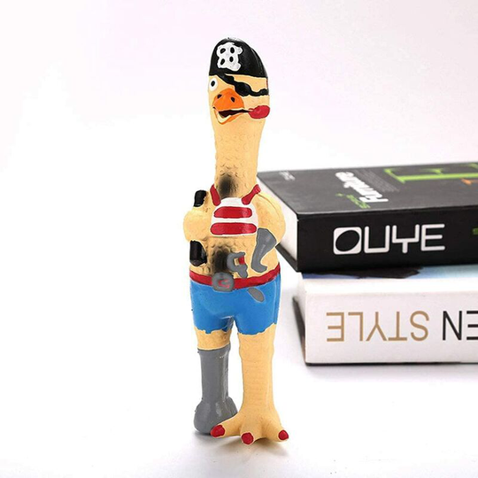Screaming Rubber Chicken Squeaky Dog Toy, 11' Tall, Latex Molar Chew Dog Toy, Pirate