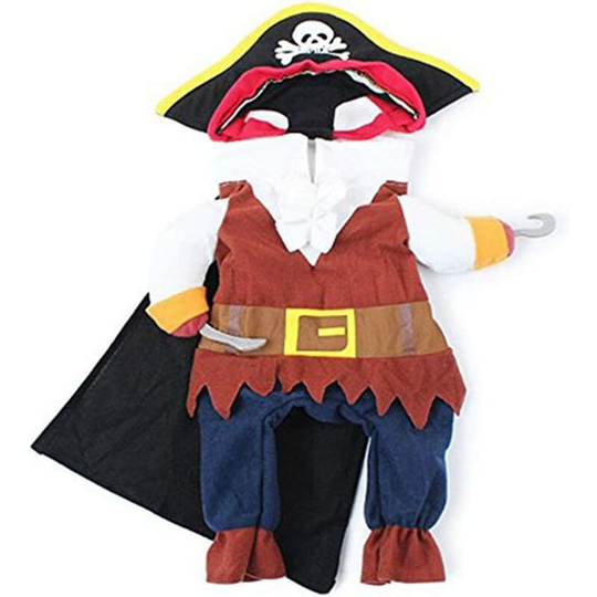 Fun and cool pirate Christmas pet costume with hat, suitable for small and medium dogs and cats (xl)