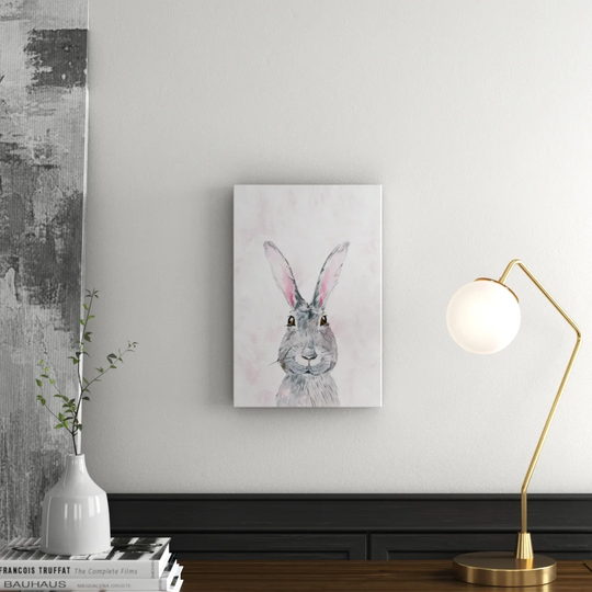 'Happy Rabbit II' Acrylic Painting Print on Wrapped Canvas