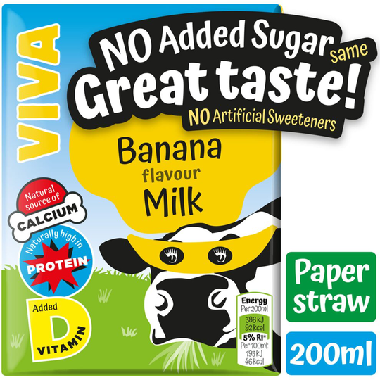 VIVA Banana No Added Sugar Milk Drinks - 27x200ml