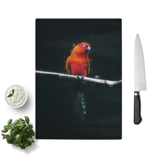 Tempered Glass Perched Parrot Chopping Board