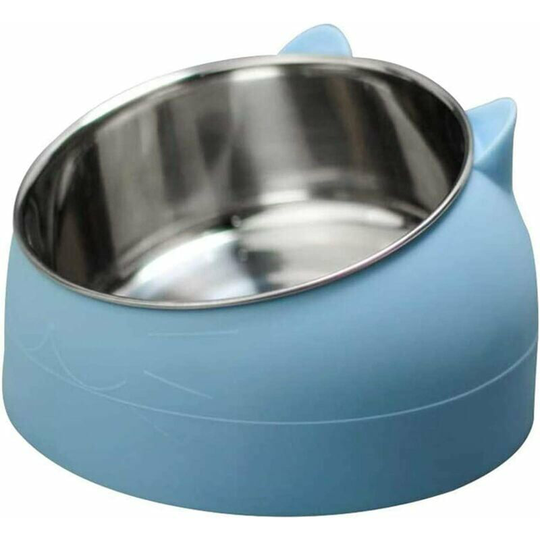 200ML Stainless Steel Cat Bowl Cat Water Bowl Multifunction Food and Water Bowl Blue
