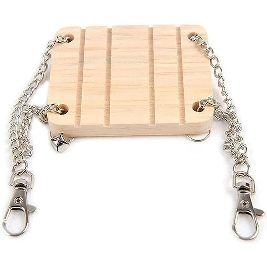 FVO - 3 Pieces Hamster Swing Toys, Chinchilla Swing, Wooden Hamster Swing with Bell for Hamsters, Gerbils, Guinea Pigs, Chinchillas (Wood Color)