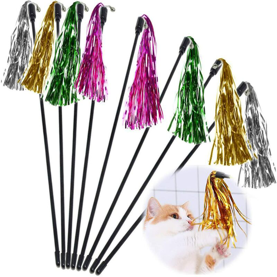 8 Pieces Interactive Cat Toys, Cat Toy Set, Pet Interactive Toy, Replaceable Feathers Cat Toy Fun Gift Box for Cat Kitten Kitty Fun